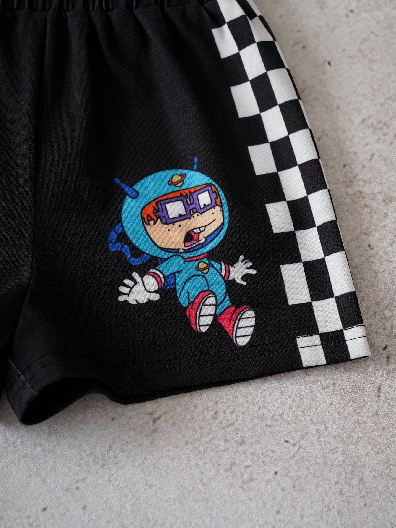 Nick 90s| Baby Boy Casual Cartoon Print Round Neck Short Sleeve T-Shirt And Shorts Set, Summer