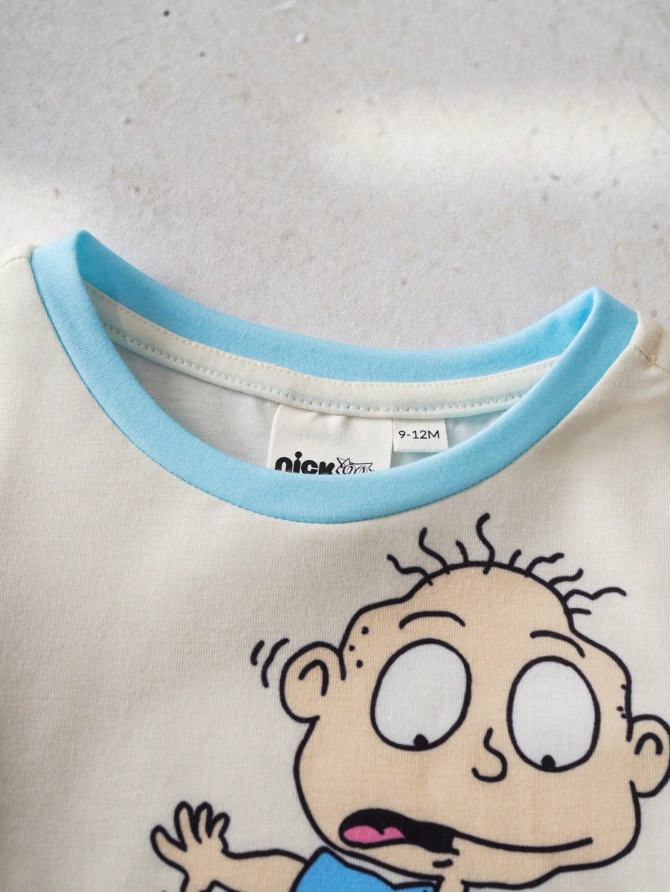 Nick 90s| Baby Boy Summer Casual Contrast Color Cartoon Portrait Pattern Round Neck Short Sleeve Romper