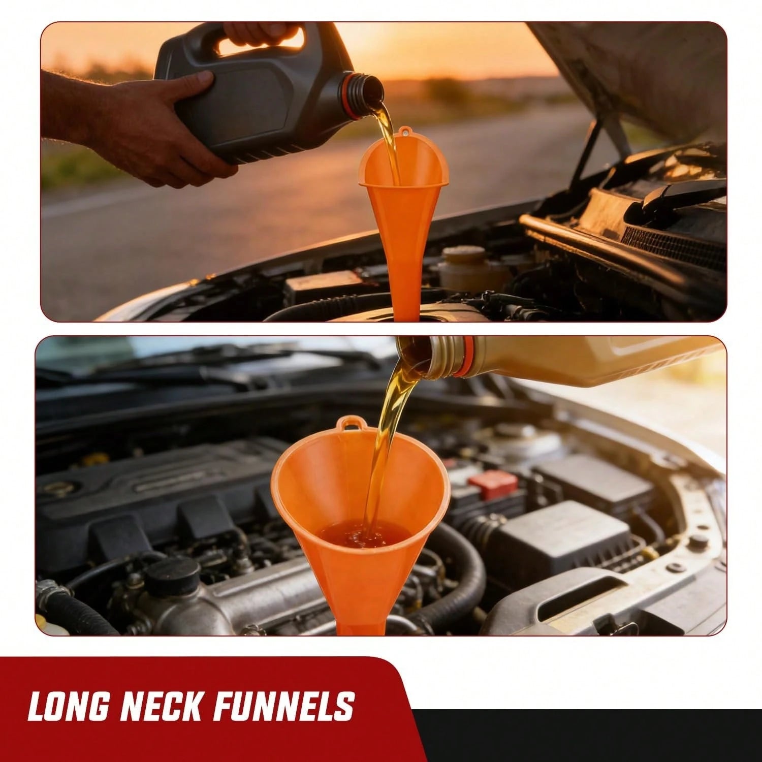 Nilight 17 Pcs Automotive Funnel Set & Gas Can Spout Replacement, Plastic Wide Mouth Fuel Funnels With Filter, Flexible Oil Funnel Kit For Engine Oil Coolant Gasoline Transfer