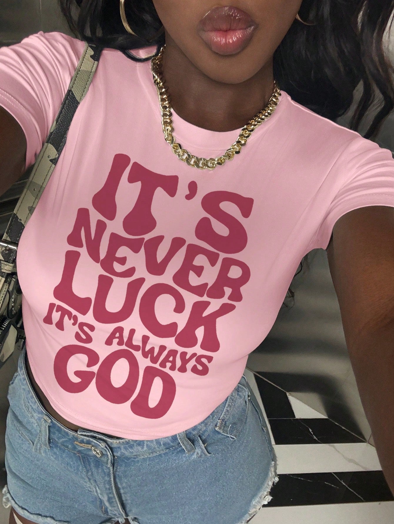 NostaNoir Women Summer Casual Slogan Print Cut-Out T-Shirt