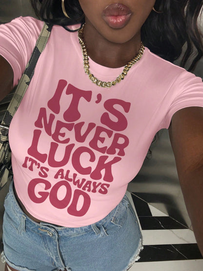 NostaNoir Women Summer Casual Slogan Print Cut-Out T-Shirt