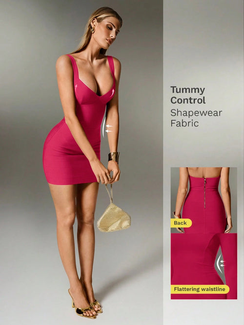 Nuvra Women's Sexy Backless Bodycon Vacation Dress, Curve-Hugging Ribbed Knit Bandage Dress