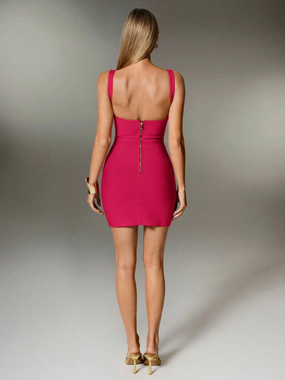 Nuvra Women's Sexy Backless Bodycon Vacation Dress, Curve-Hugging Ribbed Knit Bandage Dress