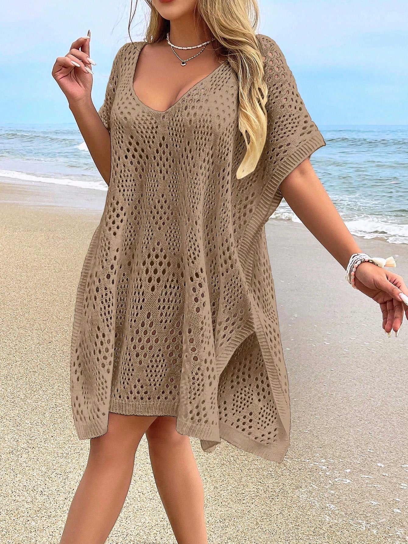 NZZOF Women Casual Hollow-Out Cover-Up Swimsuit Top (Bikini Not Included) Vacation Beach White Summer, Aesthetic