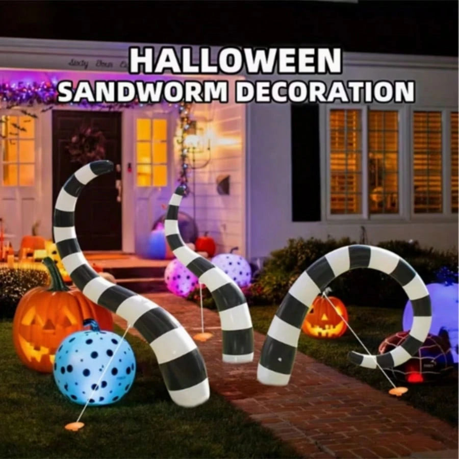 OBOVAY 3pcs Enormous Inflatable Snake Decorations For Outdoor Festivals - Huge Scary Prank For Party Decor For Halloween, PVC Haunted House Props, Christmas And Summer Lawn Decorations, Very Spooky An