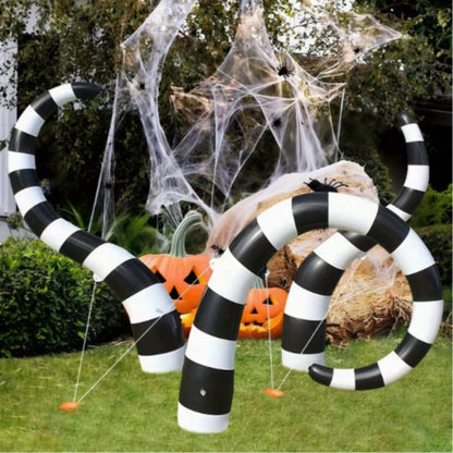 OBOVAY 3pcs Enormous Inflatable Snake Decorations For Outdoor Festivals - Huge Scary Prank For Party Decor For Halloween, PVC Haunted House Props, Christmas And Summer Lawn Decorations, Very Spooky An