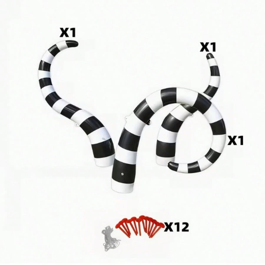 OBOVAY 3pcs Enormous Inflatable Snake Decorations For Outdoor Festivals - Huge Scary Prank For Party Decor For Halloween, PVC Haunted House Props, Christmas And Summer Lawn Decorations, Very Spooky An