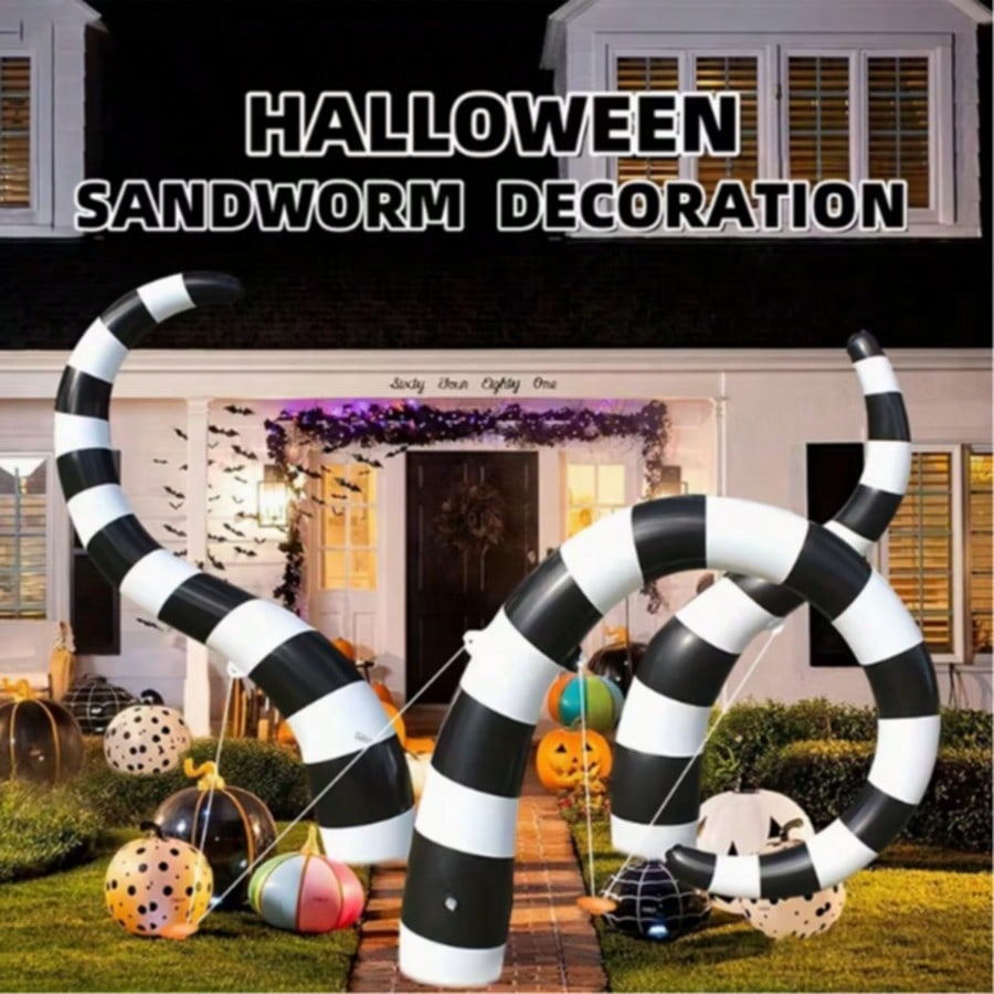 OBOVAY 3pcs Enormous Inflatable Snake Decorations For Outdoor Festivals - Huge Scary Prank For Party Decor For Halloween, PVC Haunted House Props, Christmas And Summer Lawn Decorations, Very Spooky An