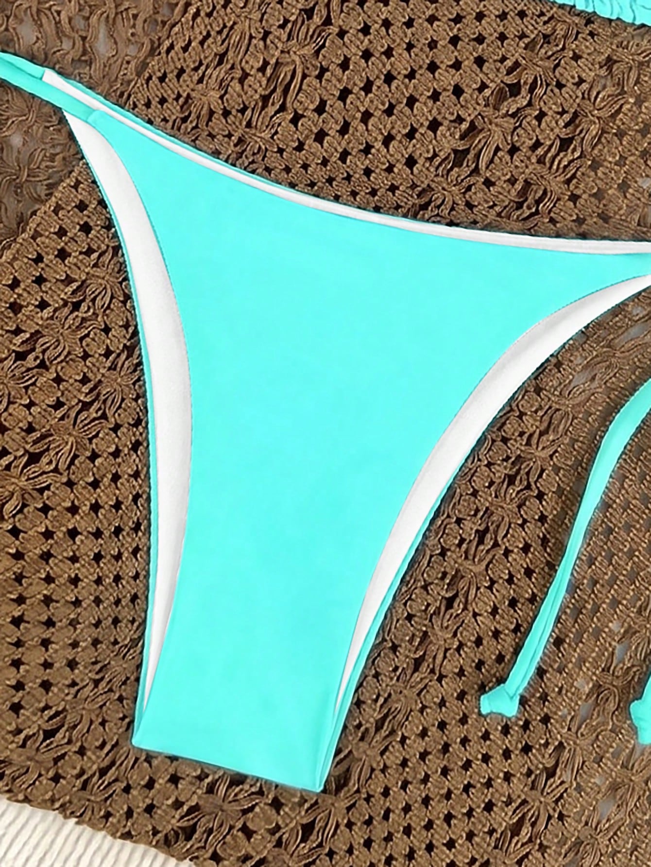 Oceva Women's Summer Beach Solid Color Halter Neck Tie Sexy Fashion Bikini Two-Piece Swimsuit Set