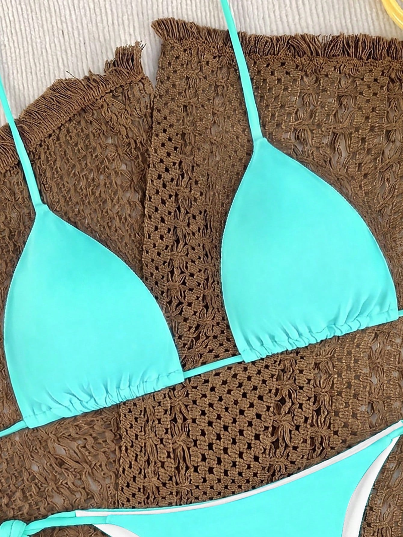 Oceva Women's Summer Beach Solid Color Halter Neck Tie Sexy Fashion Bikini Two-Piece Swimsuit Set