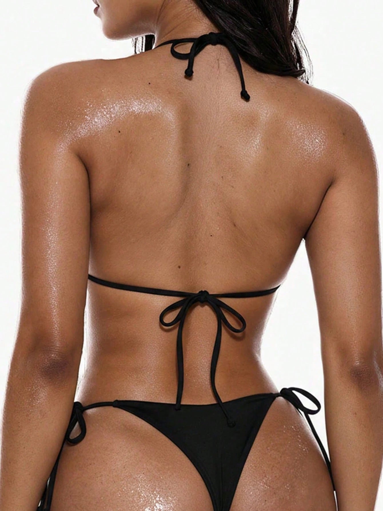 Oceva Women's Summer Beach Solid Color Halter Neck Tie Sexy Fashion Bikini Two-Piece Swimsuit Set