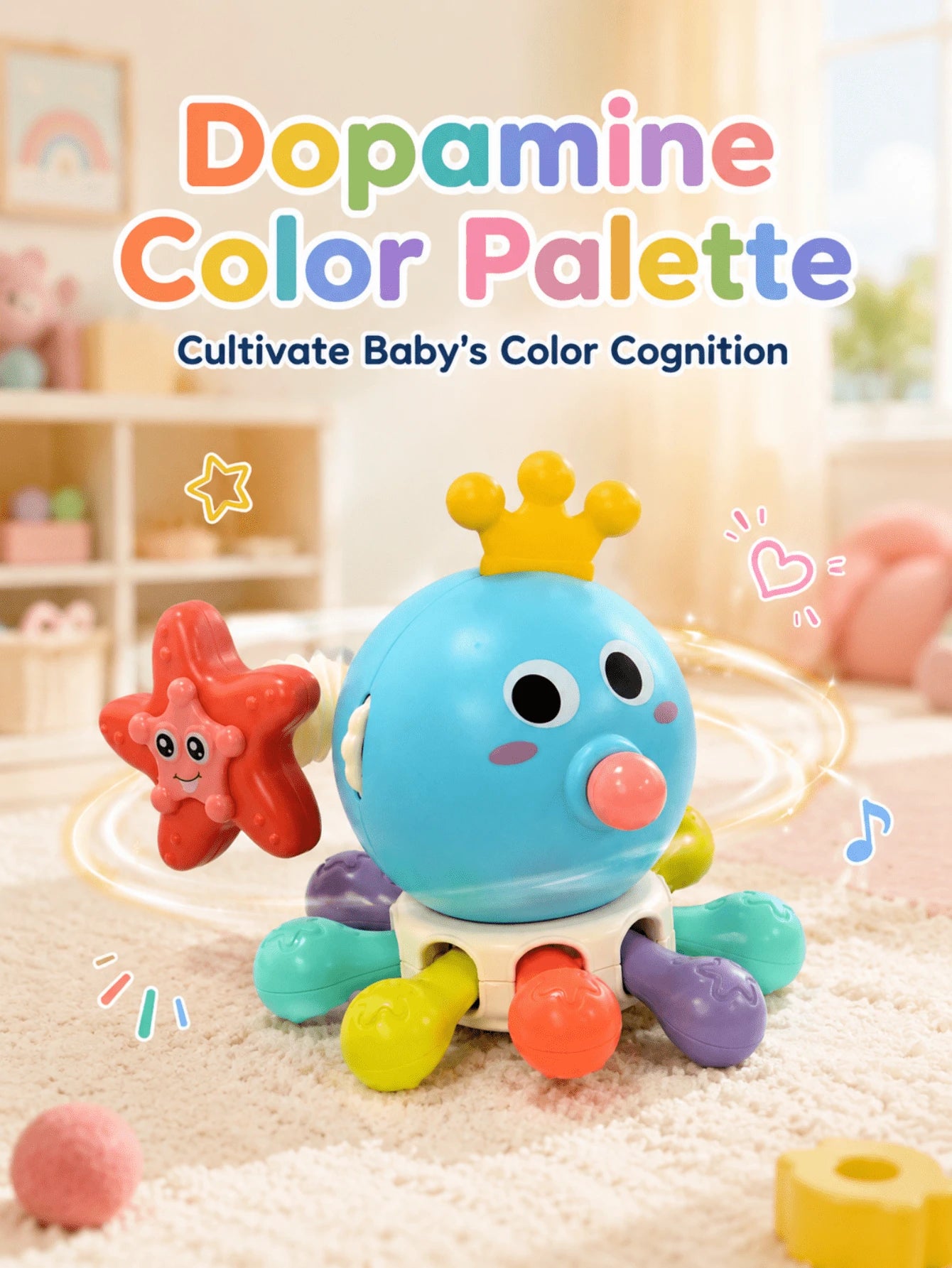 Octopus Rotating Toy, Baby Toy, Educational Learning Toy, Boy Girl Toy, Crawling Toy, Newborn, Toy, Sensory Toy, 18 Months+ Gift, Baby