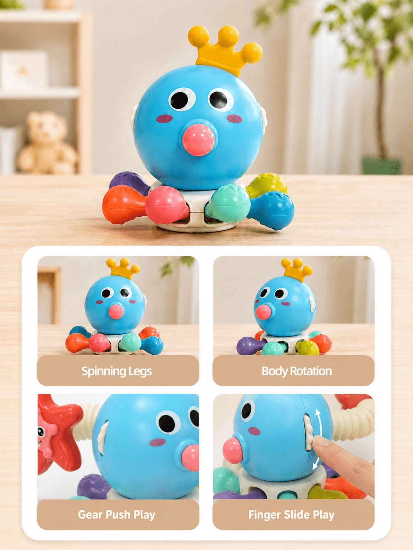 Octopus Rotating Toy, Baby Toy, Educational Learning Toy, Boy Girl Toy, Crawling Toy, Newborn, Toy, Sensory Toy, 18 Months+ Gift, Baby