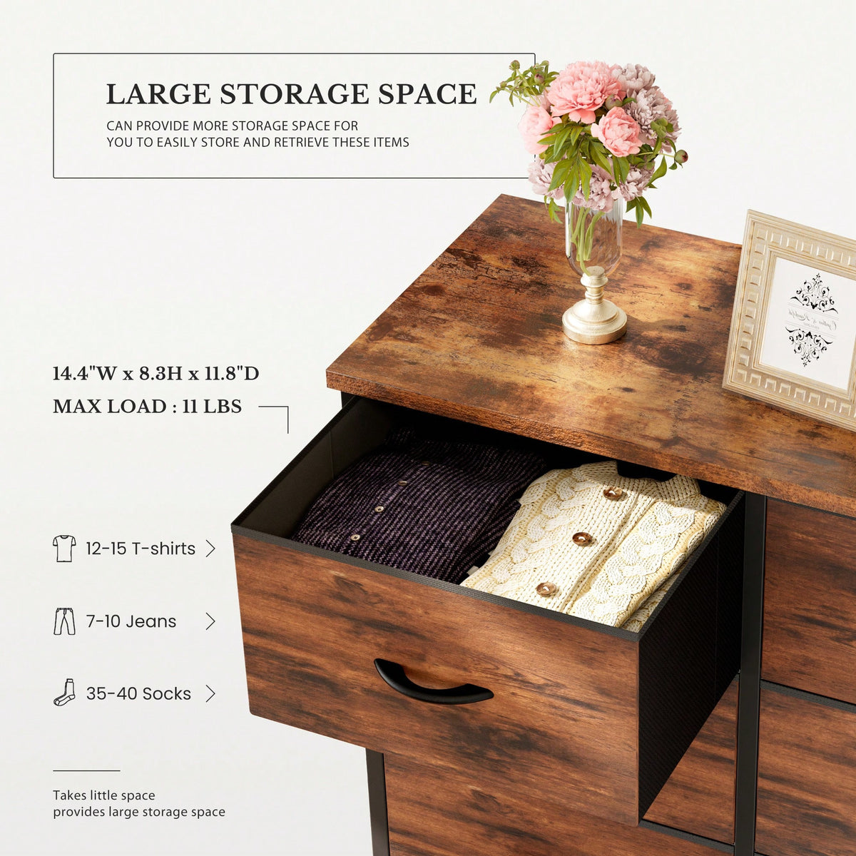 OLIXIS Dressers Bedroom Furniture,Tall Black Dresser For Bedroom With 10 Drawers, Chest Of Drawers, Storage Organizer Unit With Fabric Bins For Closet, Hallway, Living Room, Entryway