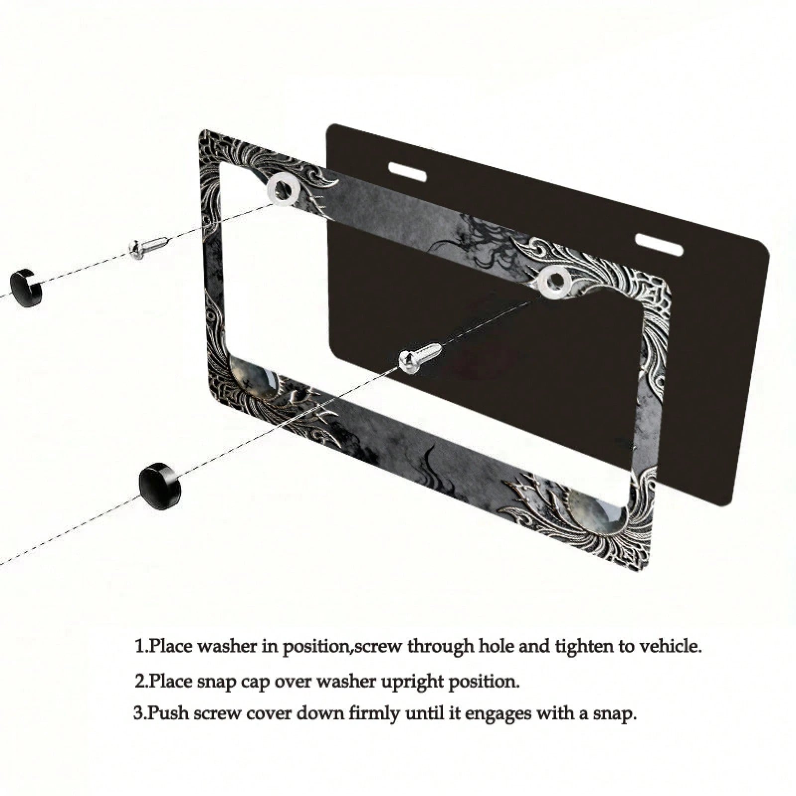 One Metal License Plate Holder, Compatible With Vehicles From North America And Around The World, Comes With Installation Screws, Decorative Car Accessory, Fit, Elegant And Minimalist Design, UV Resis
