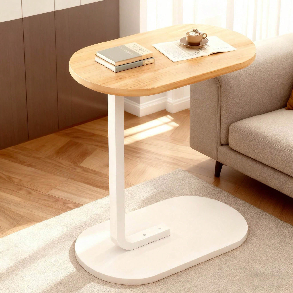 Oval Side Table, Desk And Laptop Table, A Movable Side Table, Suitable For Home And Office Scenes, Coffee Table And Bedside Sofa Side Table, Small And Light, Multi-Color Optional
