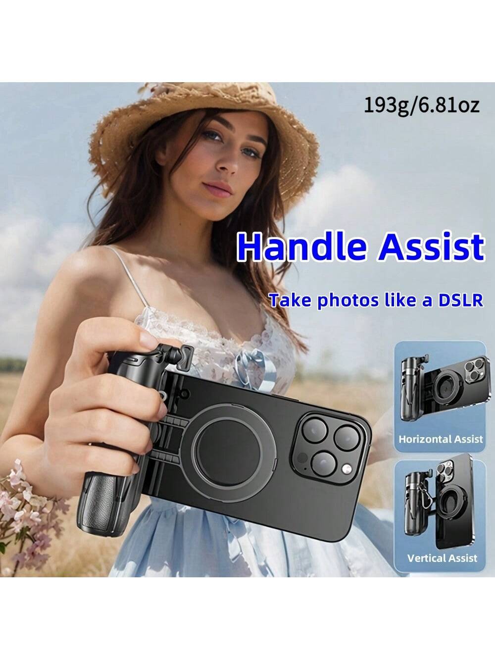 P15MiNi-C Upgraded Magnetic: Portable Multifunctional Selfie Stick For Travel/Live Streaming/Selfie Cell Phone Quadrupod, Aluminum + ABS, 47.5cm/18.7in, 193g, Type-C Charging Wireless Remote Control F