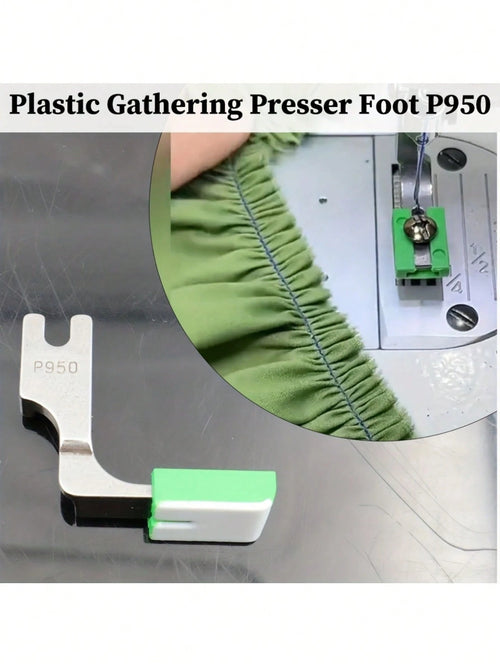 P950 Industrial Sewing Machine With Adjustable Ruffling Foot- Heavy Duty Coated Steel Foot, Ergonomic Handle, Compatible With Lockstitch And Ruffling, Green Fabric Collecting Attachment, For Precisio
