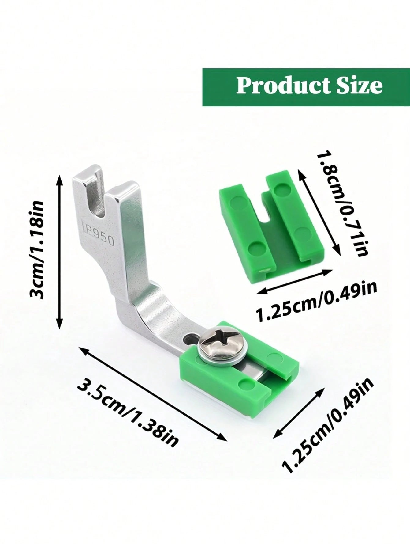 P950 Industrial Sewing Machine With Adjustable Ruffling Foot- Heavy Duty Coated Steel Foot, Ergonomic Handle, Compatible With Lockstitch And Ruffling, Green Fabric Collecting Attachment, For Precisio