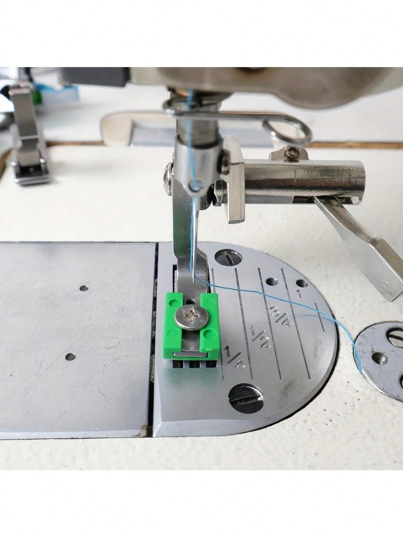 P950 Industrial Sewing Machine With Adjustable Ruffling Foot- Heavy Duty Coated Steel Foot, Ergonomic Handle, Compatible With Lockstitch And Ruffling, Green Fabric Collecting Attachment, For Precisio