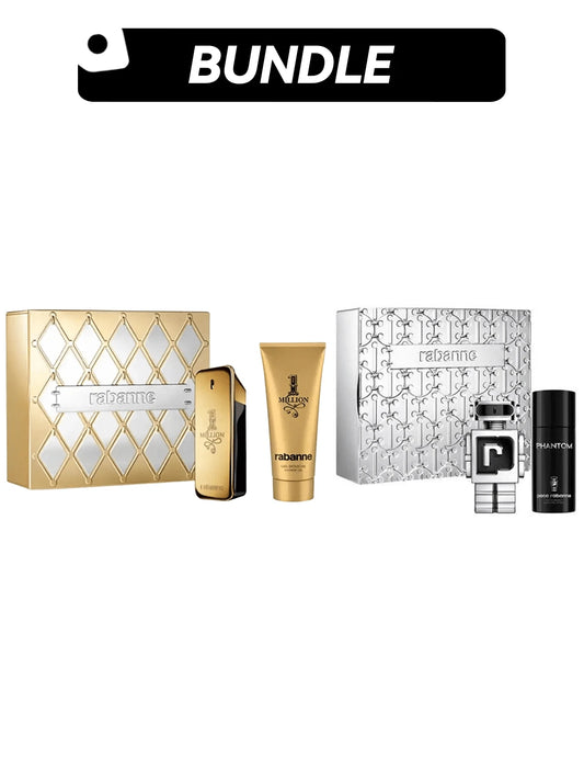 Paco Rabanne [Perfume Bundle]1 Million 2 Pcs Set For Men (EDT 100ml+Shower Gel 100ml)+Phantom 2 Pcs Set For Men (EDT 100ml+Deodorant Spray 150ml)  3.4oz/100ml*2+3.4oz/100ml+5.1oz/150ml