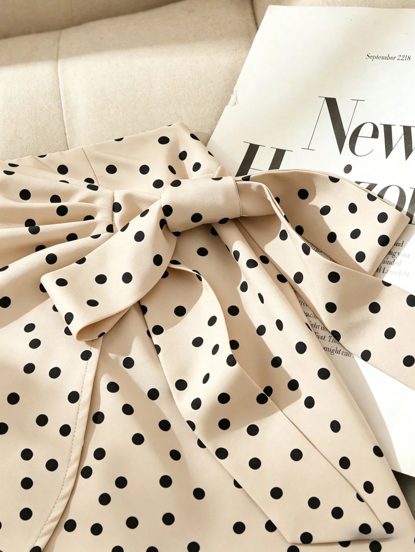 Pariaura High Cinched Waist-Up Brown Polka Dot A-Line Mini Skirt/Cinched Casual/Work Skirt