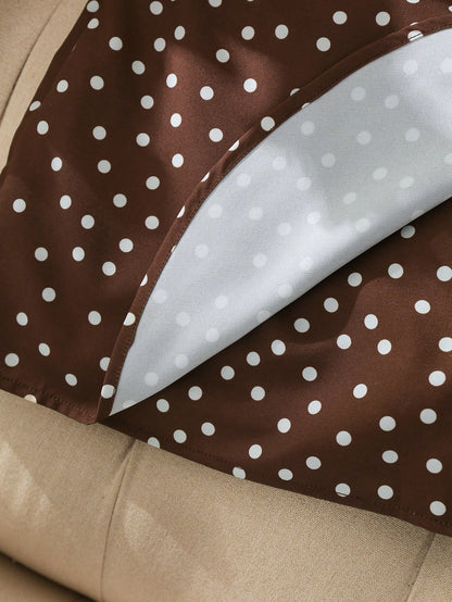 Pariaura High Cinched Waist-Up Brown Polka Dot A-Line Mini Skirt/Cinched Casual/Work Skirt