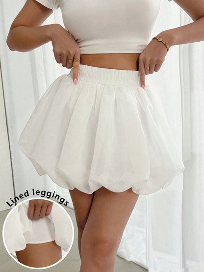 Pariaura Women's Summer White Bud Graduation Skirt