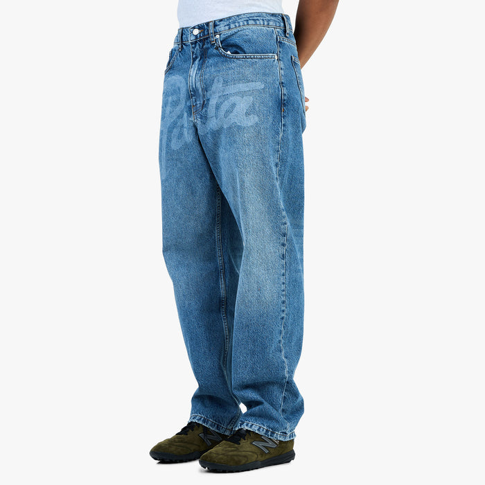 Patta Laserprint Whiskers Denim Pants / Light Blue Denim