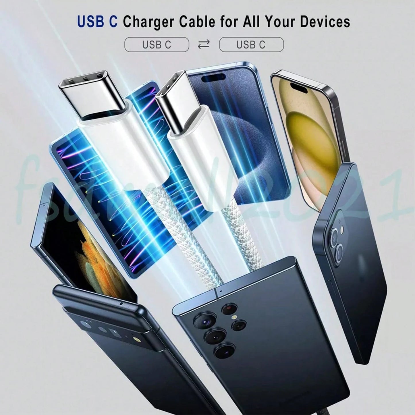 PD 60W Dual USB C Fast Charging Cable For IPhone 17/16/15 Pro Max Plus ForSamsung POCO Type C To Type C Fast Charger Braided Cable Data Cable With Box