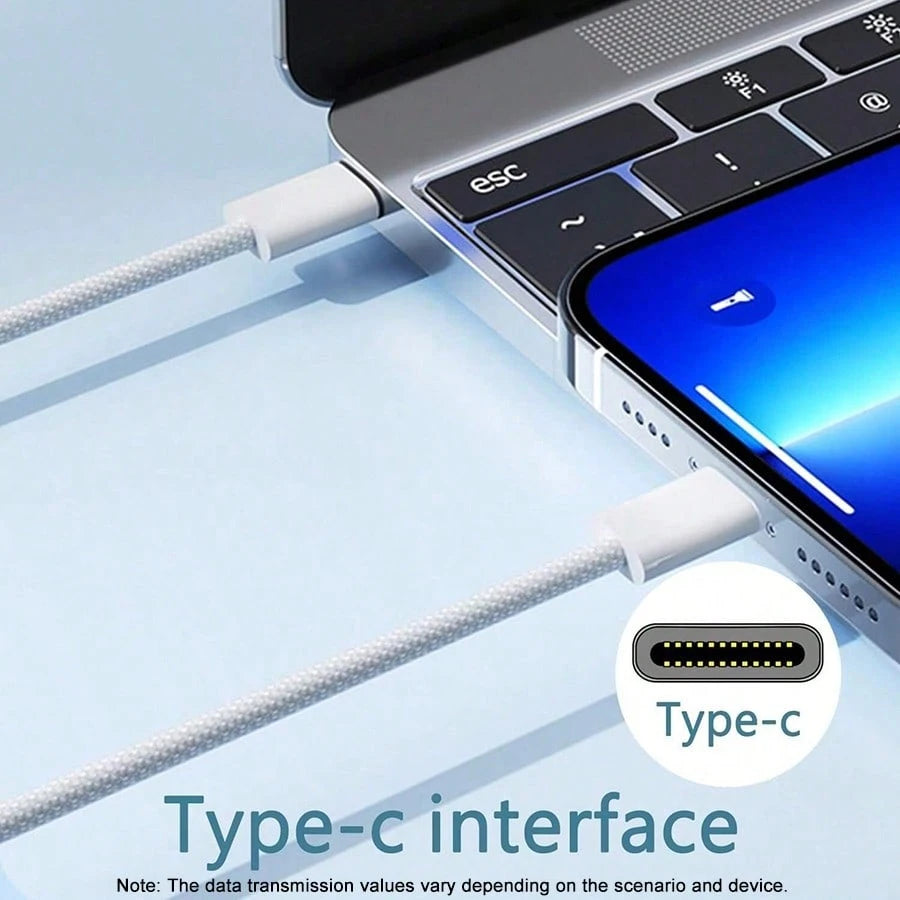 PD 60W Dual USB C Fast Charging Cable For IPhone 17/16/15 Pro Max Plus ForSamsung POCO Type C To Type C Fast Charger Braided Cable Data Cable With Box