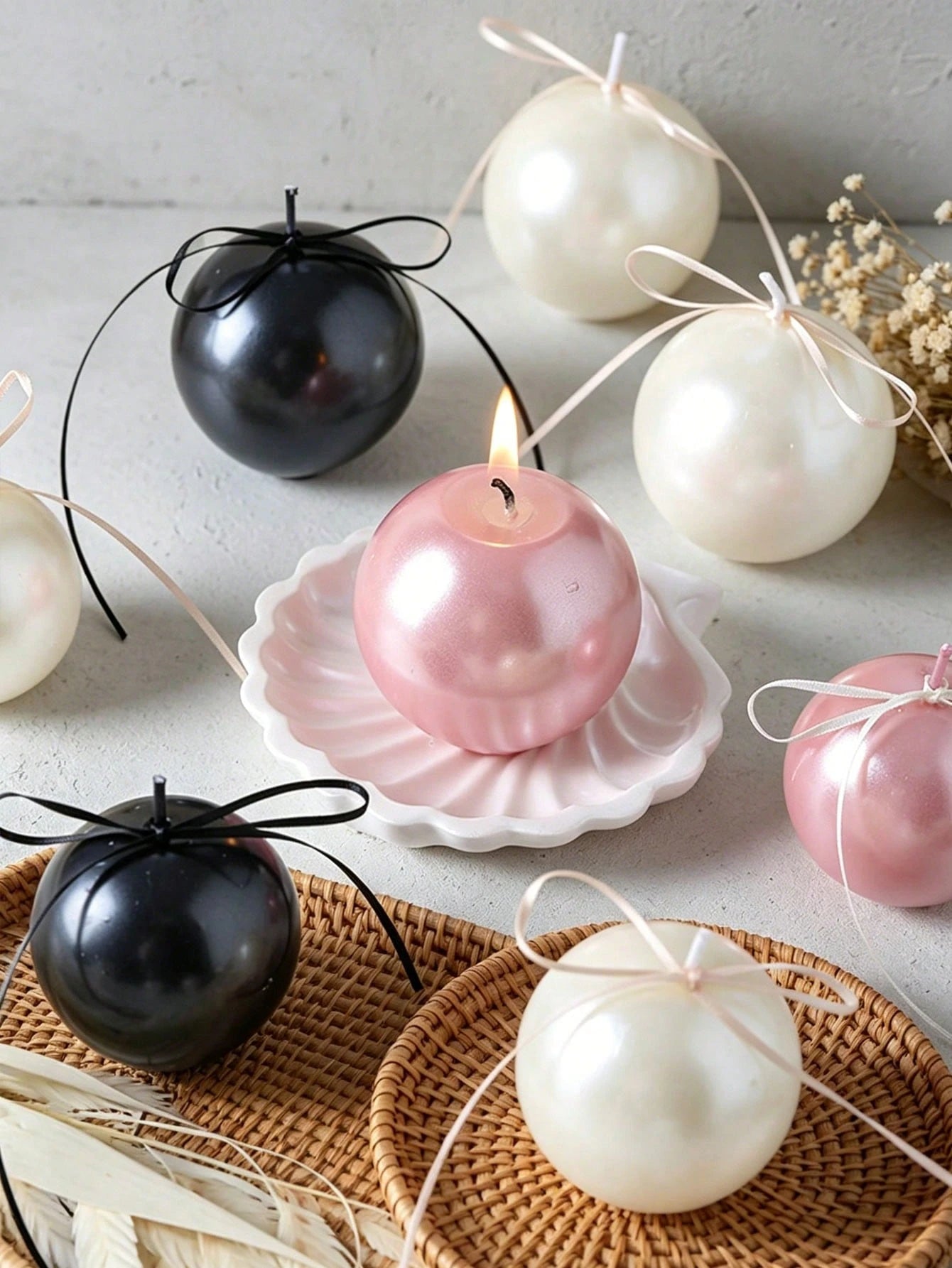 Pearl Shell Scented Candle, Made Of Soy Wax, White/Pink/Black Pearl Aromatherapy Candle, Suitable For Wedding Decoration, Candlelight Dinner, Party Favor, Blackto School Gift, Home Decor, Halloween, C
