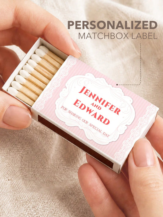Personalized Custom Text Matchbox Stickers, Vintage Waterproof Wedding Matchbox Labels, Elegant Creative High-Quality Stickers For Wedding Favors, Bridal Showers, Bachelor/Bachelorette Parties, Birthd