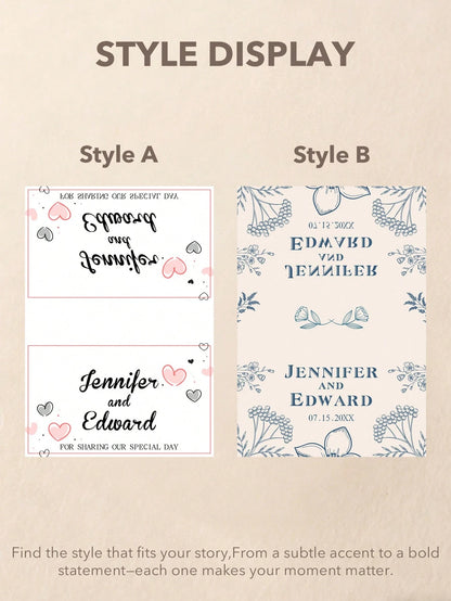 Personalized Custom Text Matchbox Stickers, Vintage Waterproof Wedding Matchbox Labels, Elegant Creative High-Quality Stickers For Wedding Favors, Bridal Showers, Bachelor/Bachelorette Parties, Birthd