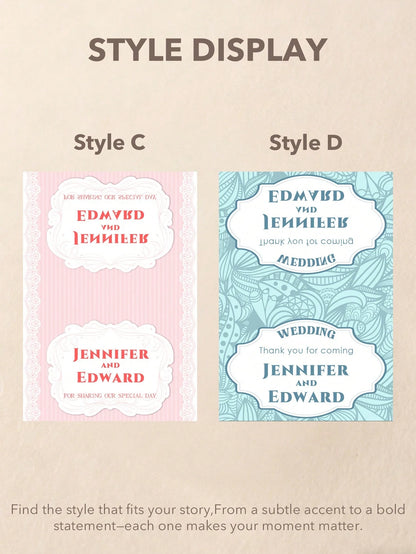 Personalized Custom Text Matchbox Stickers, Vintage Waterproof Wedding Matchbox Labels, Elegant Creative High-Quality Stickers For Wedding Favors, Bridal Showers, Bachelor/Bachelorette Parties, Birthd