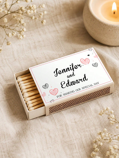 Personalized Custom Text Matchbox Stickers, Vintage Waterproof Wedding Matchbox Labels, Elegant Creative High-Quality Stickers For Wedding Favors, Bridal Showers, Bachelor/Bachelorette Parties, Birthd
