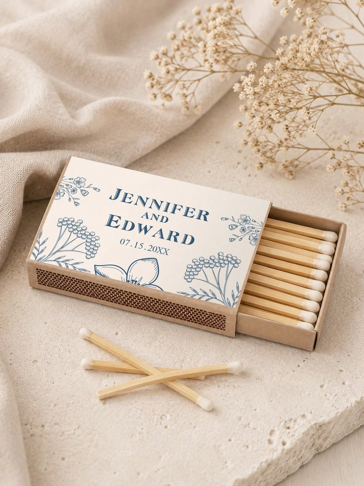 Personalized Custom Text Matchbox Stickers, Vintage Waterproof Wedding Matchbox Labels, Elegant Creative High-Quality Stickers For Wedding Favors, Bridal Showers, Bachelor/Bachelorette Parties, Birthd