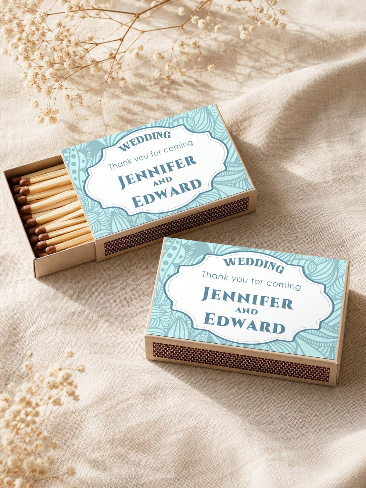 Personalized Custom Text Matchbox Stickers, Vintage Waterproof Wedding Matchbox Labels, Elegant Creative High-Quality Stickers For Wedding Favors, Bridal Showers, Bachelor/Bachelorette Parties, Birthd