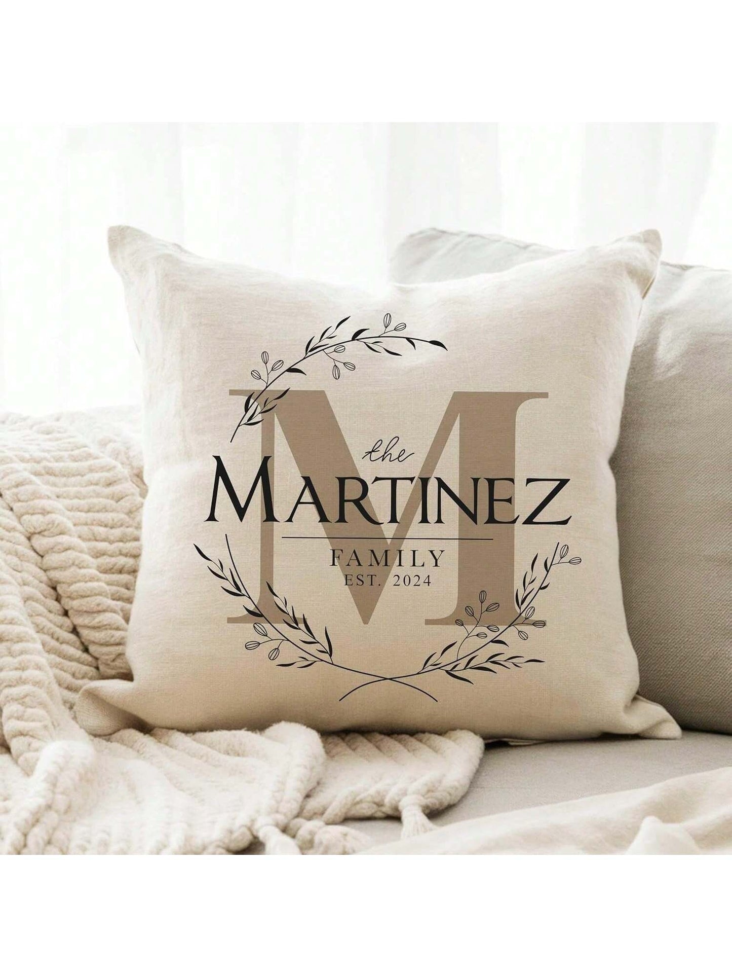 Personalized Family Name Pillow Case, One-Side Customized Square Pillowcase, Custom Pillow Cover With Text, Gifts For Christmas Birthday Valentines Anniversary Mother's Day Father's Day- 18"X18" (Do