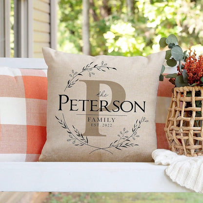 Personalized Family Name Pillow Case, One-Side Customized Square Pillowcase, Custom Pillow Cover With Text, Gifts For Christmas Birthday Valentines Anniversary Mother's Day Father's Day- 18"X18" (Do