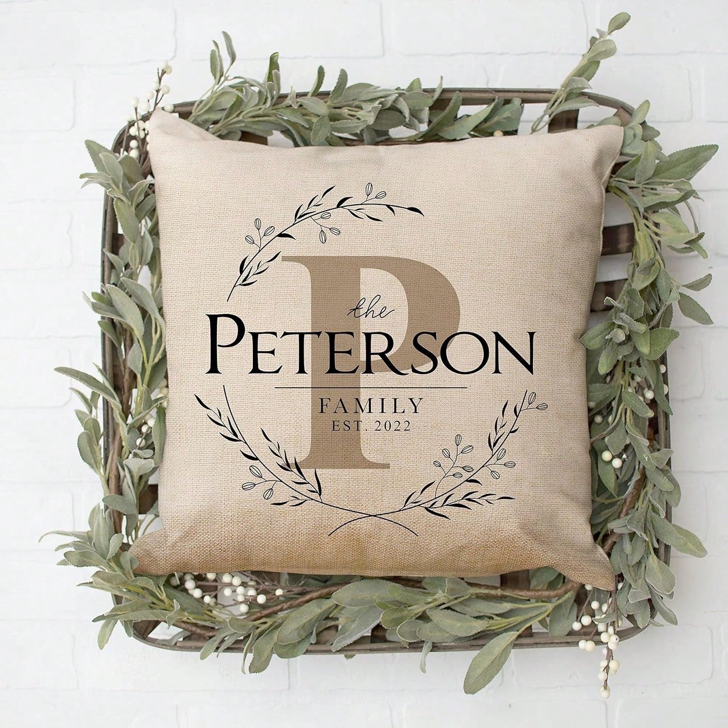 Personalized Family Name Pillow Case, One-Side Customized Square Pillowcase, Custom Pillow Cover With Text, Gifts For Christmas Birthday Valentines Anniversary Mother's Day Father's Day- 18"X18" (Do