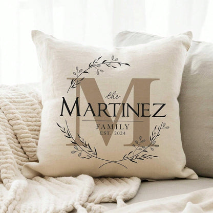 Personalized Family Name Pillow Case, One-Side Customized Square Pillowcase, Custom Pillow Cover With Text, Gifts For Christmas Birthday Valentines Anniversary Mother's Day Father's Day- 18"X18" (Do