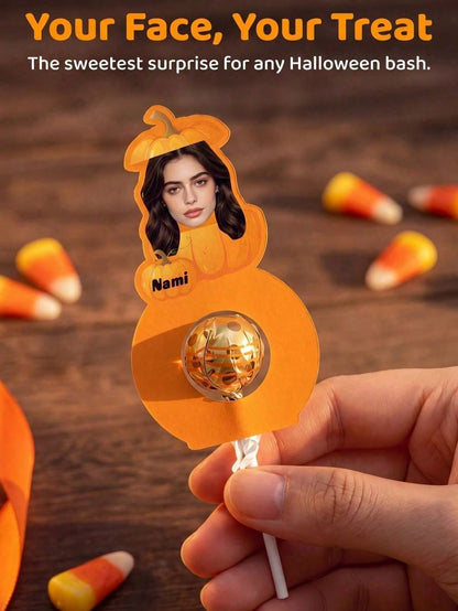 Personalized Halloween Lollipop Boxes, Custom Photo Pumpkin Candy Holders With Name, DIY Trick Or Treat Party Favor Supplies, Halloween School Gifts,Lollipop Holder/Party Favor.Family Party Decoratio