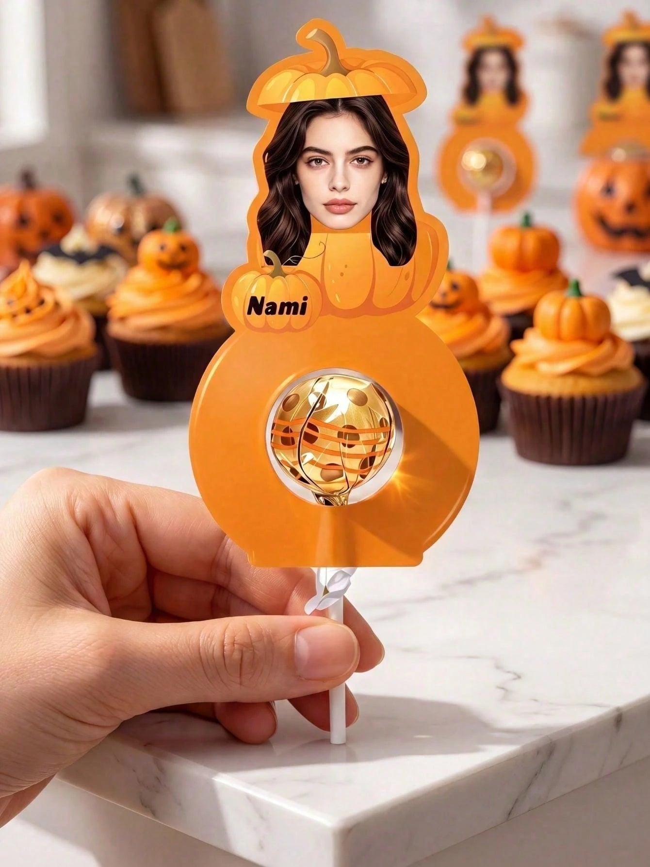 Personalized Halloween Lollipop Boxes, Custom Photo Pumpkin Candy Holders With Name, DIY Trick Or Treat Party Favor Supplies, Halloween School Gifts,Lollipop Holder/Party Favor.Family Party Decoratio