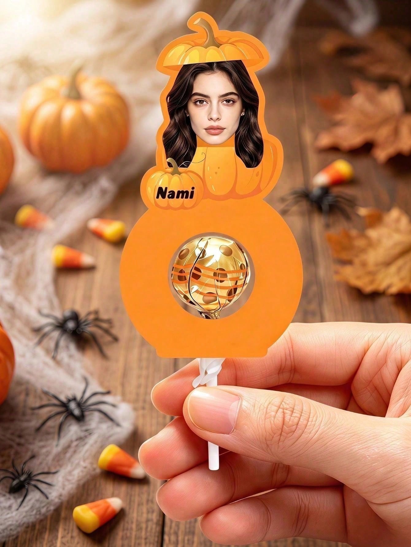 Personalized Halloween Lollipop Boxes, Custom Photo Pumpkin Candy Holders With Name, DIY Trick Or Treat Party Favor Supplies, Halloween School Gifts,Lollipop Holder/Party Favor.Family Party Decoratio