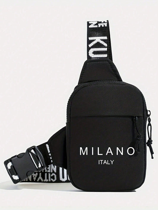 Personalized New Men's Milan Print Chest/Waist Pack, Portable One Shoulder Phone Bag, Casual Multi-Purpose Commuter Crossbody Bag,Y2k