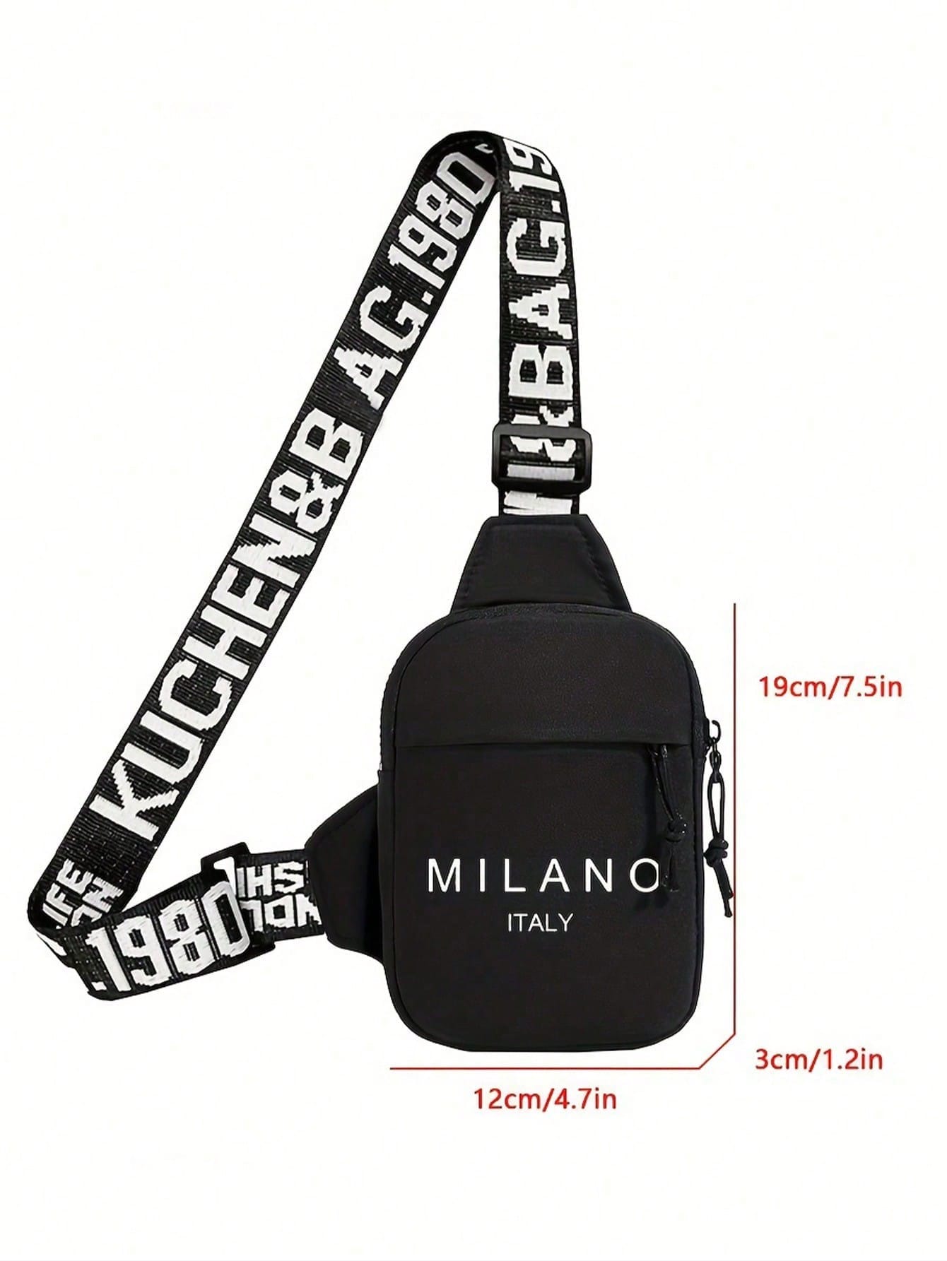 Personalized New Men's Milan Print Chest/Waist Pack, Portable One Shoulder Phone Bag, Casual Multi-Purpose Commuter Crossbody Bag,Y2k
