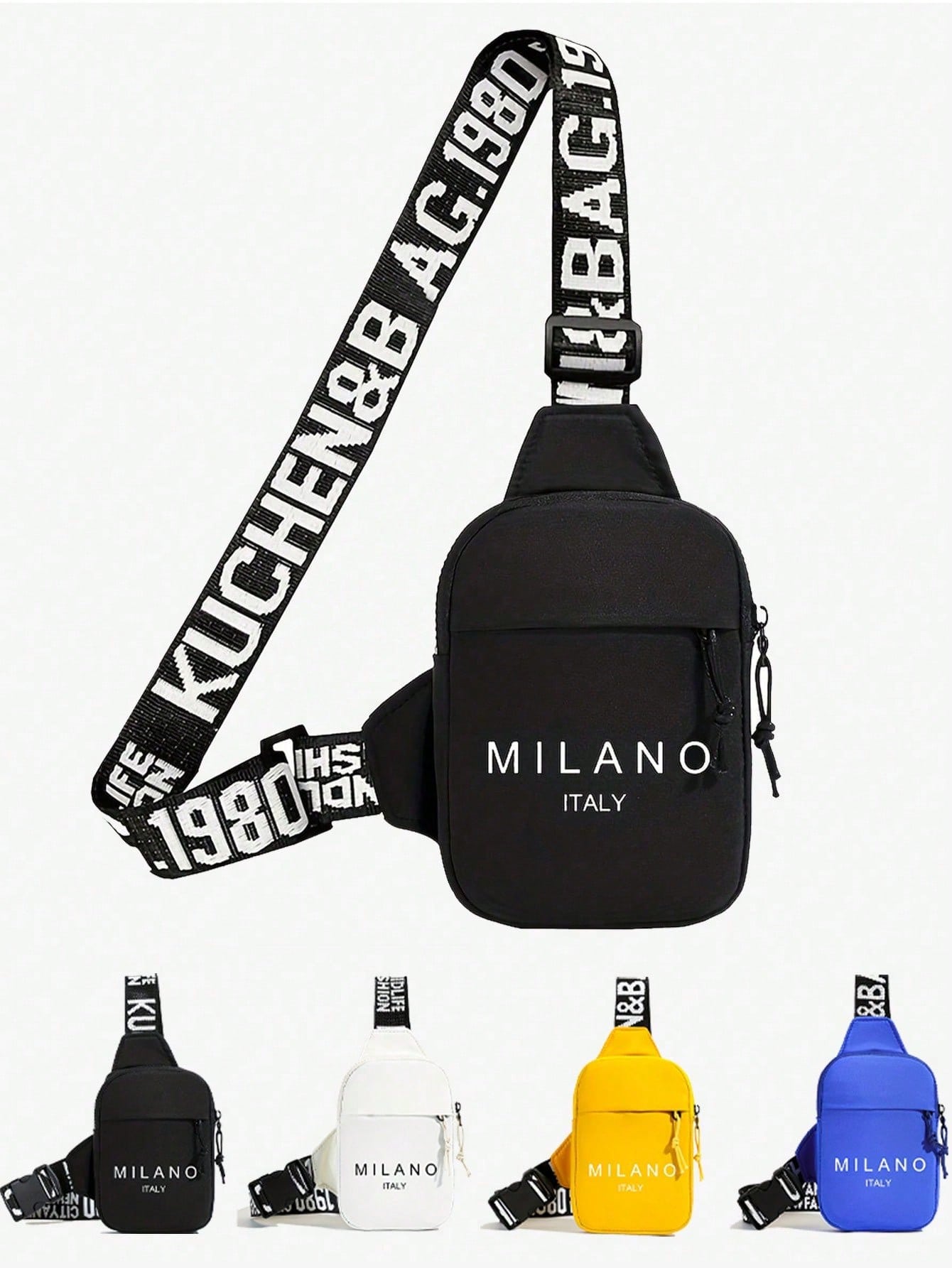 Personalized New Men's Milan Print Chest/Waist Pack, Portable One Shoulder Phone Bag, Casual Multi-Purpose Commuter Crossbody Bag,Y2k