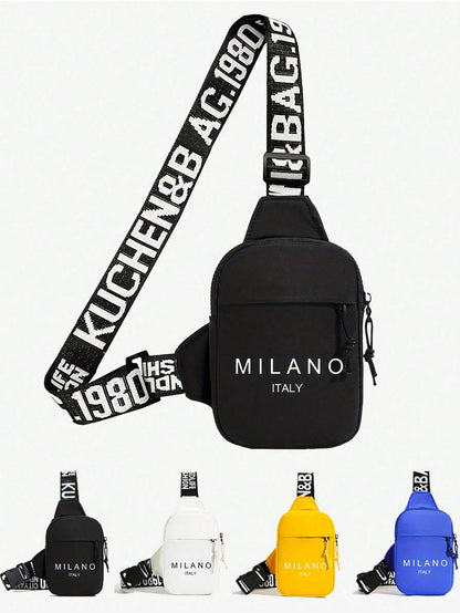 Personalized New Men's Milan Print Chest/Waist Pack, Portable One Shoulder Phone Bag, Casual Multi-Purpose Commuter Crossbody Bag,Y2k