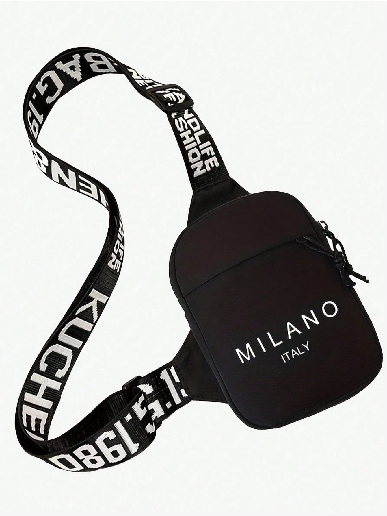 Personalized New Men's Milan Print Chest/Waist Pack, Portable One Shoulder Phone Bag, Casual Multi-Purpose Commuter Crossbody Bag,Y2k